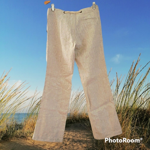 Sacred Threads Wide Leg Linen Pants Nature M - Picture 2 of 16